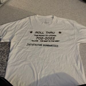 Cactus Jack Travis Scott Road to Utopia Tour T Shirt Beige with Brown Designs XL